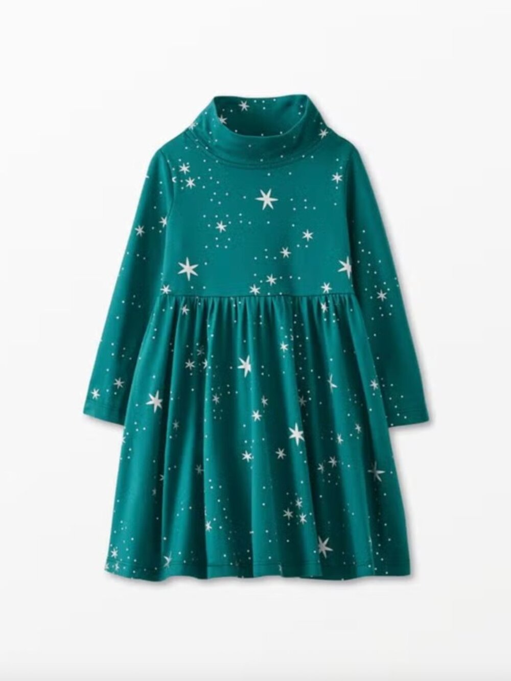 Hanna Andersson Turtleneck Sparkle Skater Dress Silver Stardust Everglade 5 110
